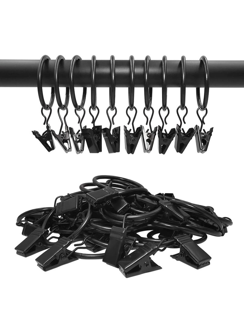 40PCS Curtain Rings with Clips, Strong Drapery Clips Hooks on Tension Rod Bracket, 1.26 Inch Interior Diameter Metal Eyelets Decorative Drapes Window Hangers, Vintage Black - Image 5